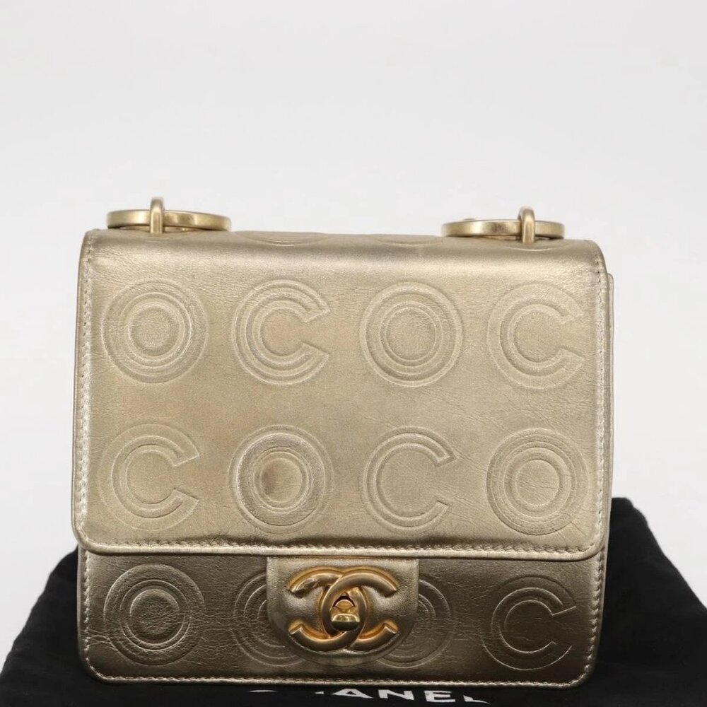CHANEL Chain Shoulder Bag Lamb Skin Gold CC - Picture 9 of 16